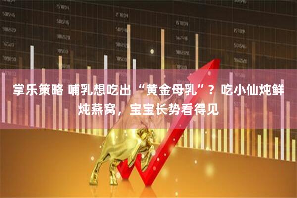 掌乐策略 哺乳想吃出 “黄金母乳”？吃小仙炖鲜炖燕窝，宝宝长势看得见