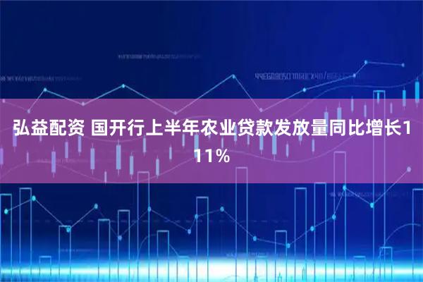 弘益配资 国开行上半年农业贷款发放量同比增长111%